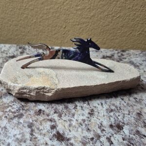 Vintage Lizart Spirit Abstract Horse Sculpture On Sand Stone.